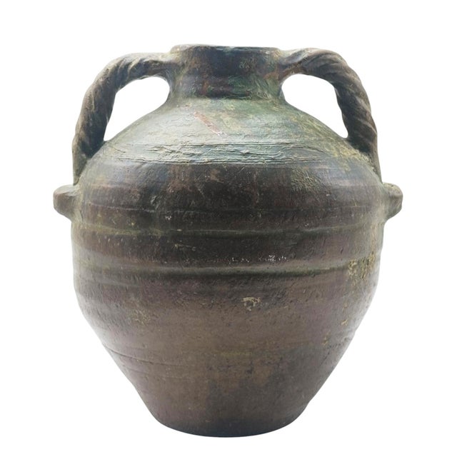 Glazed Terracotta Jar with Twisted Handles, Italy, 1890s For Sale - Image 10 of 10
