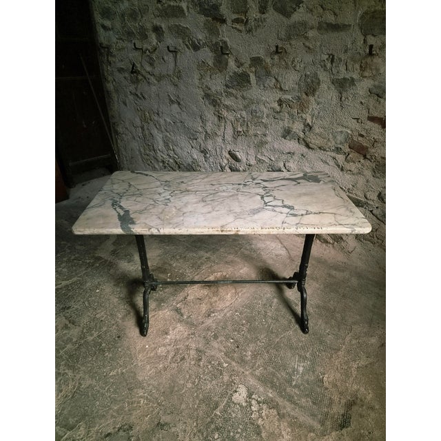 Stone Antique French Marble Bistro Table with Cast Iron Base, 1920s For Sale - Image 7 of 18