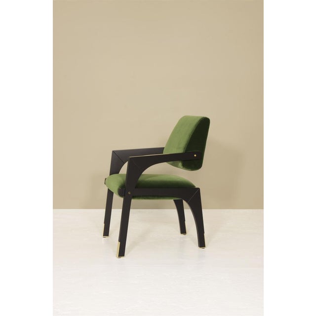 Not Yet Made - Made To Order Arches Dining Chair in Green Cotton Velvet by InsidherLand For Sale - Image 5 of 13