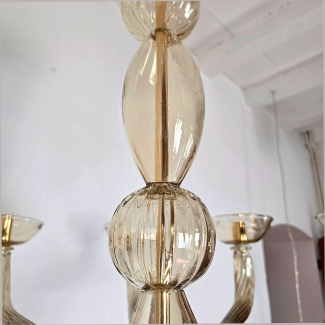 1980s Seguso Style Beige Murano Glass Chandelier For Sale - Image 12 of 12