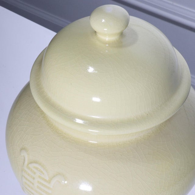 Chinese Mid Century Yellow Chinese Temple Jar For Sale - Image 3 of 7