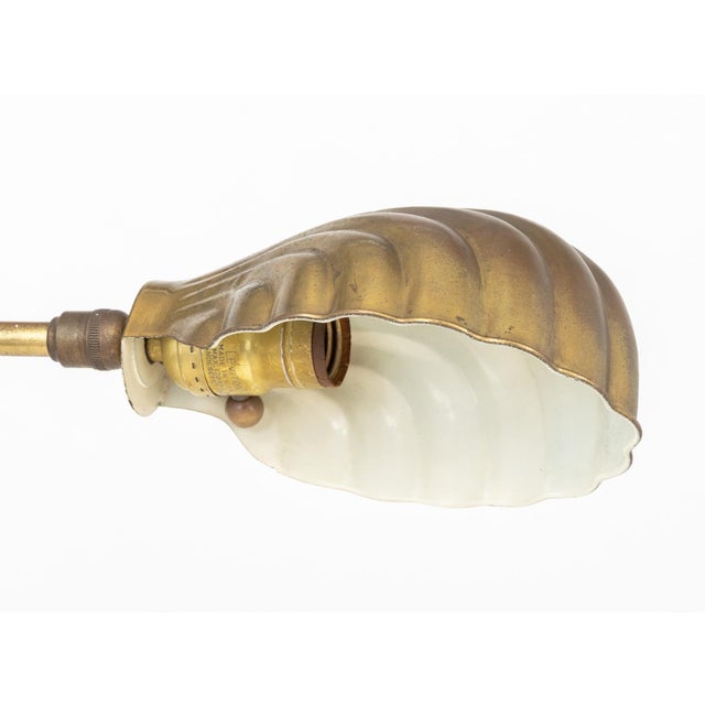 Mid-Century Modern Brass Shell Motif Floor Lamp For Sale In New York - Image 6 of 7