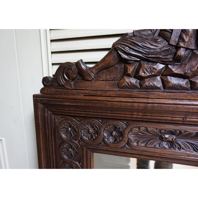 Breton Wall Mirror in Carved Oak, France, 1900s For Sale - Image 5 of 15