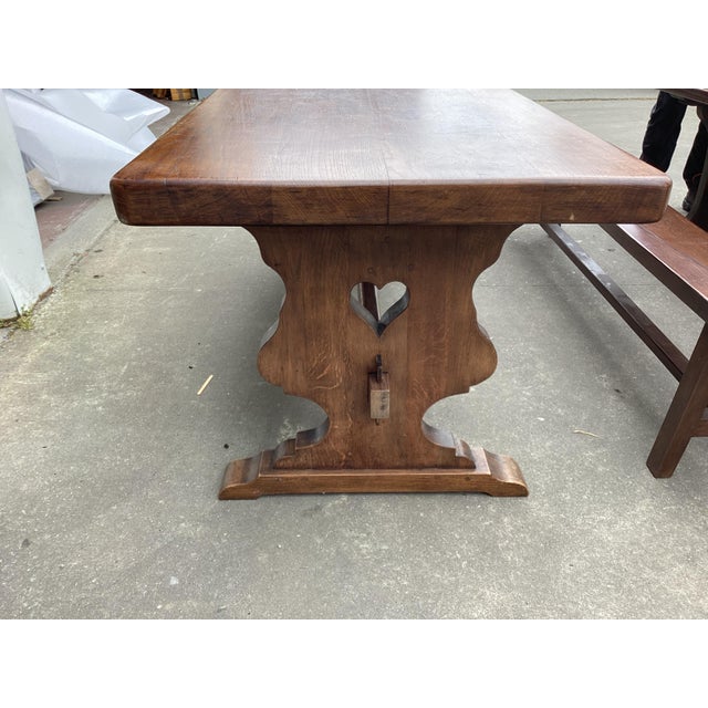 French Vintage Solid Oak Monastery Table For Sale - Image 9 of 12
