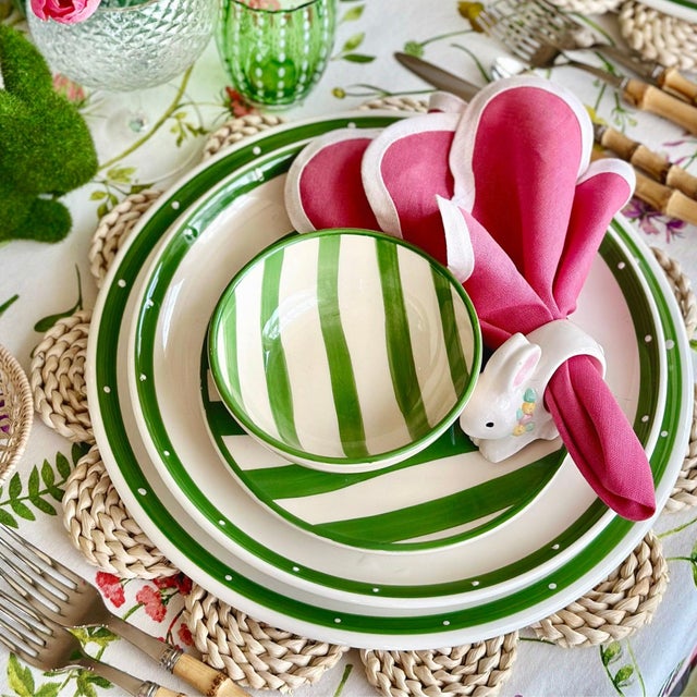 Hand-painted ceramic stoneware collection crafted in a historic factory in Civita Castellana Italy, a village where...
