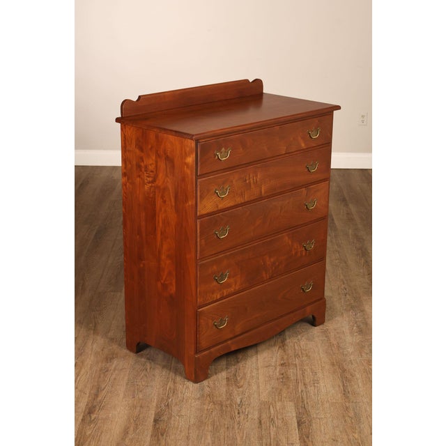 High Quality American Made Custom Walnut Tall Chest By E.A. Clore. This Chest Features A Solid Walnut Case With Five...