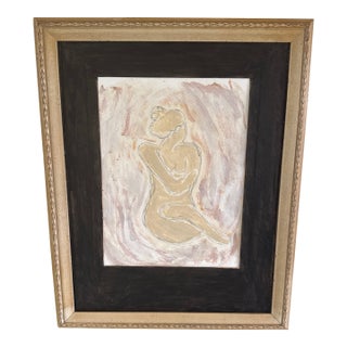 Original Abstract Figurative Acrylic and Charcoal Painting Matted and Framed For Sale