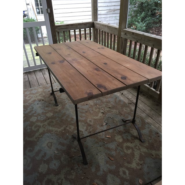 Pottery Barn Iron Trestle Table Chairish