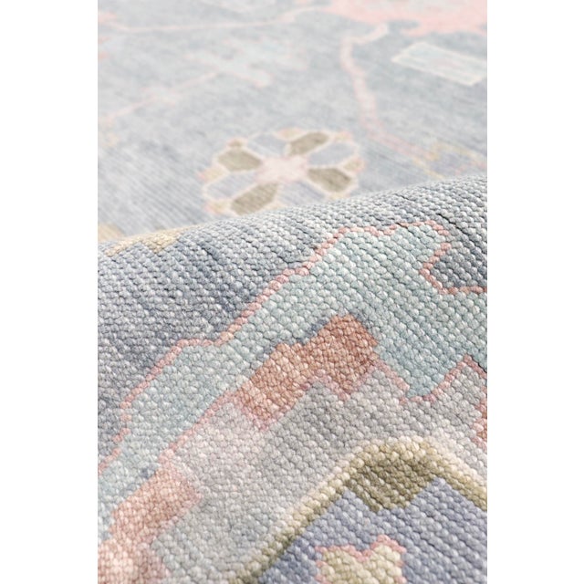 Oushak Wool L. Blue Area Rug- 7'10'' X 9'10'' For Sale - Image 4 of 7