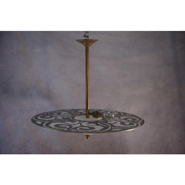 Metal Art Deco Pendant Light in Frosted and Mirrored Glass, 1940s For Sale - Image 7 of 10