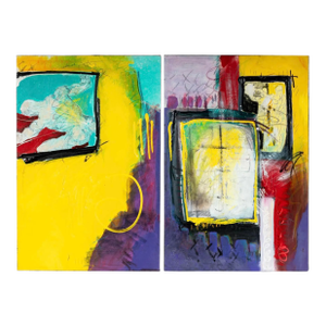 Paul Ecke Expressionist Diptych Oil Painting - The House Party