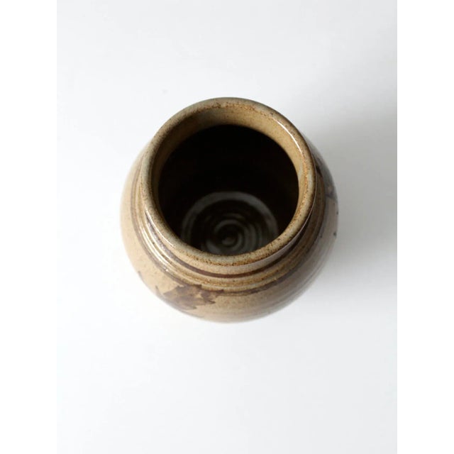 Tan Vintage Studio Pottery Vase For Sale - Image 8 of 10