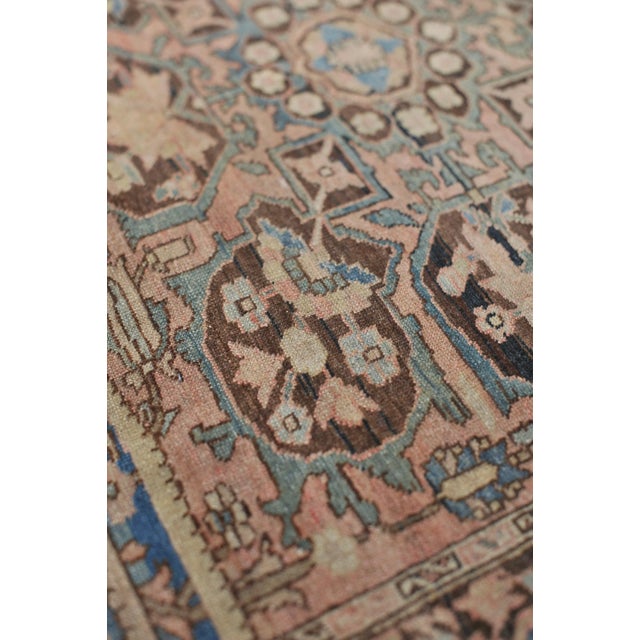 Beige 1920-30's Antique Ferahan Sarouk Island Sky Hues Blues, Corals & Espresso Rug 3.3 X 4.8 For Sale - Image 8 of 11