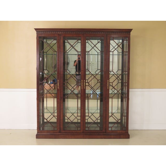 Henredon Large 4 Door Mahogany Lighted Curio Chairish