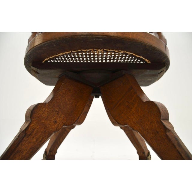 Antique Victorian Gothic Revival Oak Swivel Chair, 1870s For Sale - Image 10 of 11