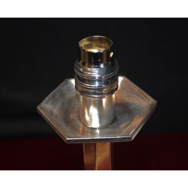 French Art Deco Silver-Plated Table Lamp with Opaline Glass Shade, 1920s For Sale - Image 3 of 18