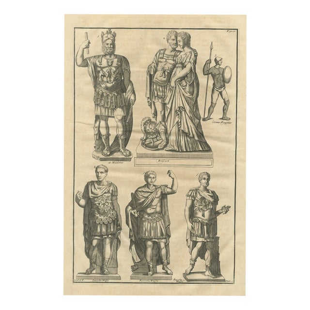 Montfaucon, Roman Officers in Cuirass and Cloak, 1722, Engraving For Sale