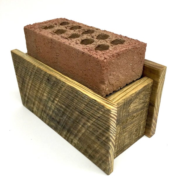 Rustic Wood Flower Frog Brick Vase by Some Like It Rough For Sale - Image 4 of 12