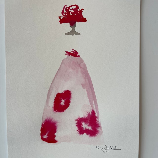 Jo Baskerville 1968, Petersburg, VA Ink Wash Original with Hot pinks , light pinks , and so chic! Looks great framed in...