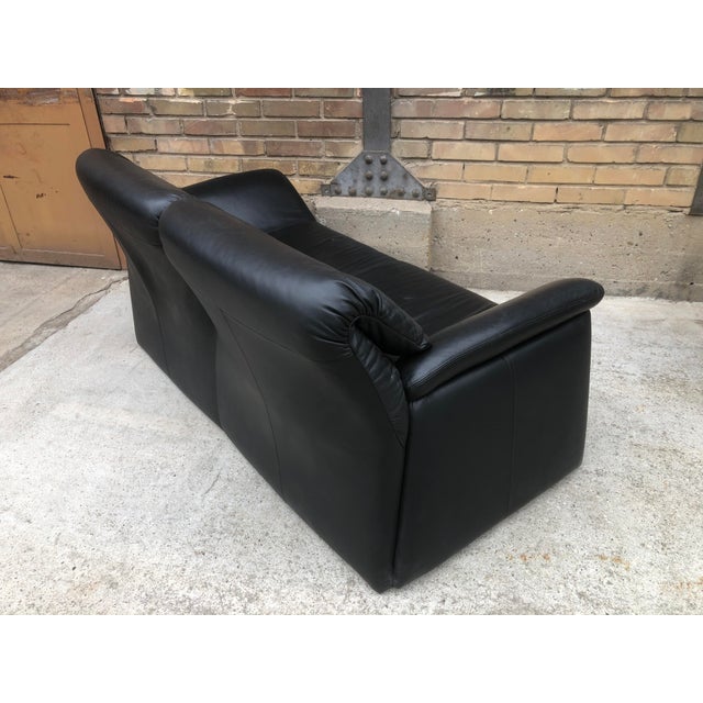 Two-Seater Sofa in Black Genuine Leather by Hans Kaufeld for de Sede, 1980s For Sale - Image 12 of 15