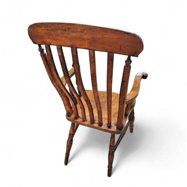 Antique Country High Slat Back Chair in Elm, 1700s For Sale - Image 6 of 8