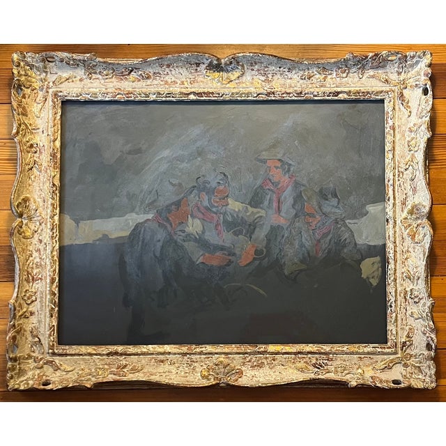 Matthew Benedict (American 1968) Impressionist Gouache Painting Depicting an Interior Scene of Men Seated at a Table For Sale In New York - Image 6 of 11