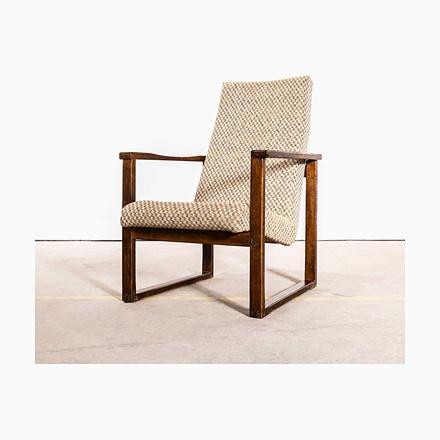 Vintage Lounge Chair with Square Frame and Off-White Diamond Pattern, 1950s For Sale - Image 11 of 11