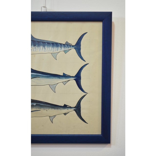 Blue After Walter Stackpool, Marlin, 1970s, Gouache on Paper, Framed For Sale - Image 8 of 9
