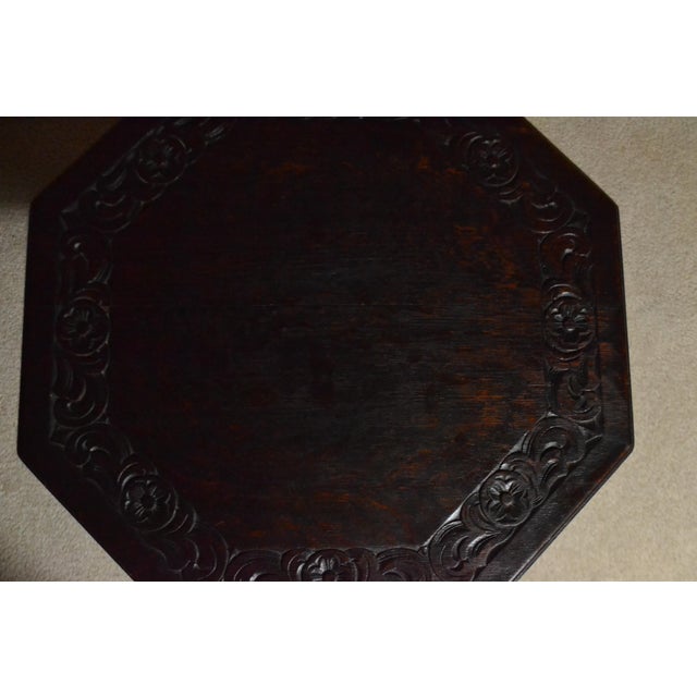 Antique Octagon Sofa Table Carved Dark Oak Barley Twist Louis XIII Jacobean John A. Colby & Sons For Sale - Image 4 of 11