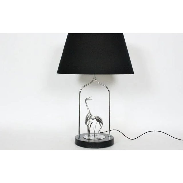 Curtis Jere Curtis Jere Style "Herons" Chrome & Cast Aluminum Table Lamp, circa 1980 For Sale - Image 4 of 13