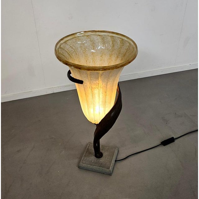 Large Jugendstil Floor / Table Lamps / Roberto Galli / Stone Base with Italian Glass Shade 2 x Roberto Galli large lamp...