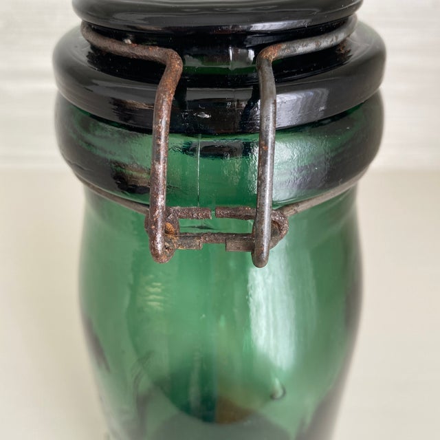 Green Antique French La Lorraine Green Glass Canning Jar - One Litre For Sale - Image 8 of 12