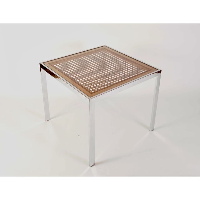 Mid Century Modern Chrome and Cane Occasional Table in the Style of Milo Baughman For Sale - Image 13 of 13