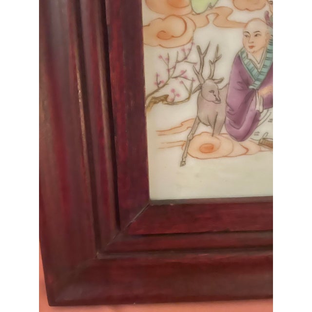 Late 20th Century Chinese Jingdezhen Famille Rose "18 Arhats" Porcelain Plaque - Framed For Sale In Washington DC - Image 6 of 11