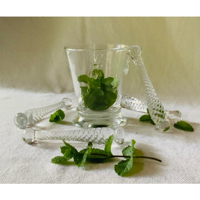 Transparent 1930s Art Deco Cambridge Glass Cocktail Muddlers, Crystal Barware Set of 4, Nantucket Estate For Sale - Image 8 of 11