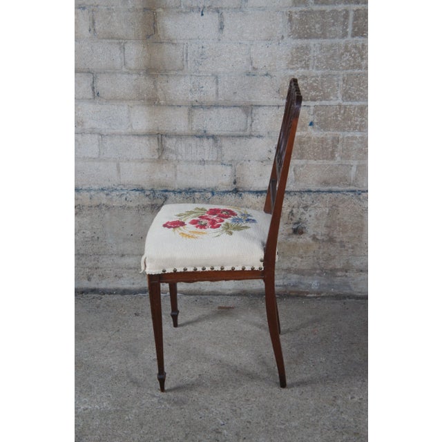 Late 19th Century Late 19th Century Antique Hepplewhite Mahogany Needlepoint Hoop Back Dining Chair For Sale - Image 5 of 12