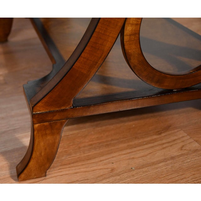 Brown 1980s Maitland Smith Regency Style Mahogany Banded Rosewood Pair Side Tables / End Tables For Sale - Image 8 of 18
