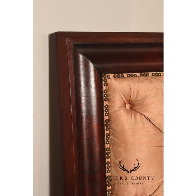 Queen Anne Henredon Mahogany Queen Bed with Tufted Upholstered Headboard For Sale - Image 3 of 18