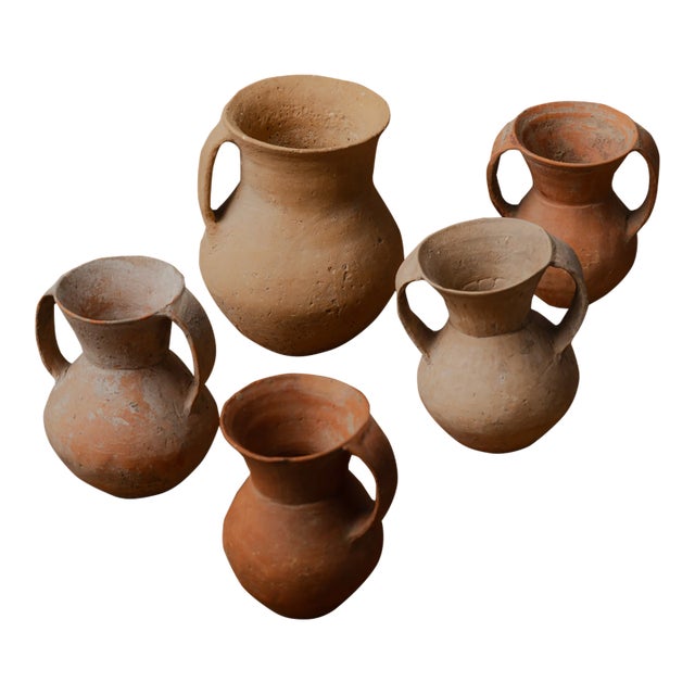 Set of 5 Chinese Neolithic Style Terracotta Jars For Sale