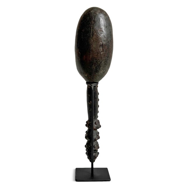 Mid 20th Century Vintage Dan Ivory Coast African Wood Spoon on Stand For Sale - Image 5 of 6