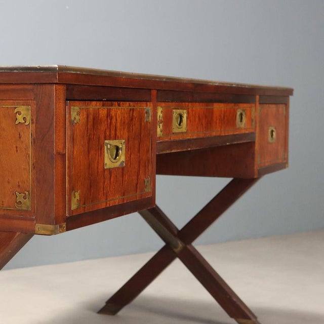 English Naval Style Mahogany Writing Desk For Sale - Image 4 of 12