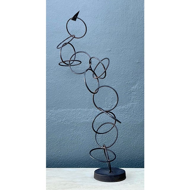 Metal Vintage Abstract Geometric Rings Sculpture Z For Sale - Image 7 of 12