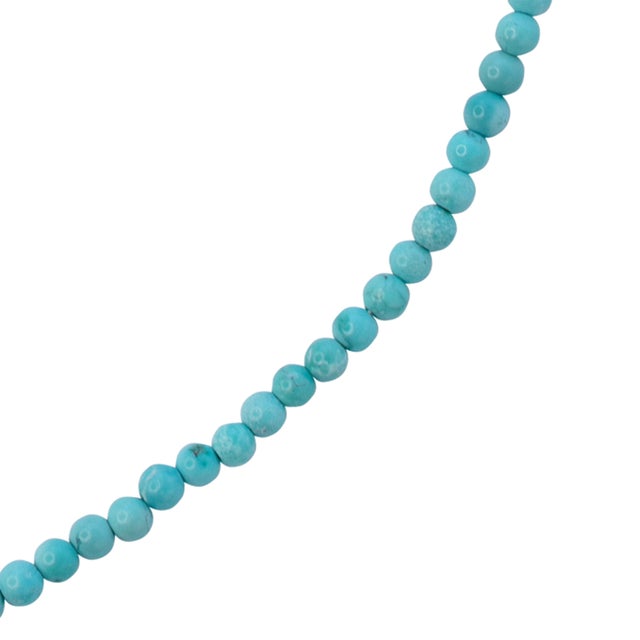 Metal Tiny Turquoise 14k Gold Necklace For Sale - Image 7 of 9