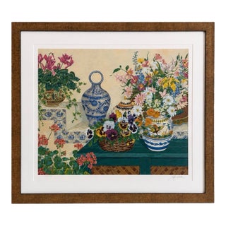 Late 20th Century John Powell “Pansy Basket” Signed Limited Edition Serigraph, Professionally Custom Framed For Sale