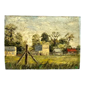 Vintage Farm Landscape Oil Painting