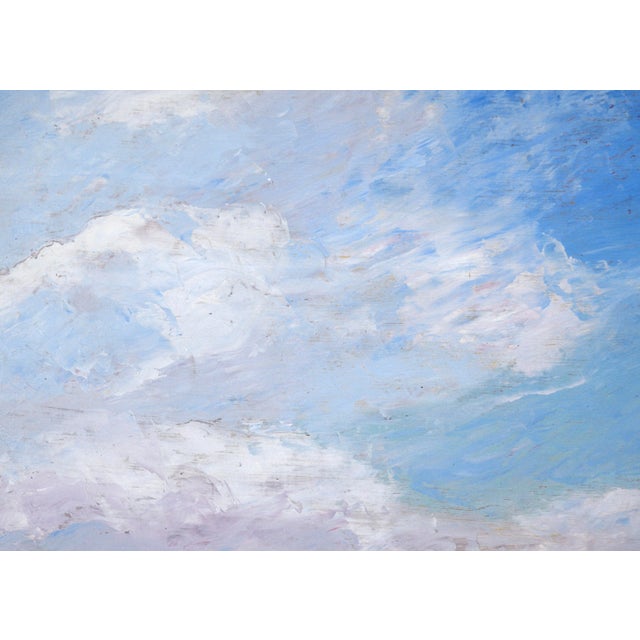 American Purple Clouds Above Cornfields on the Farm - Landscape in Oil on Masonite For Sale - Image 3 of 10