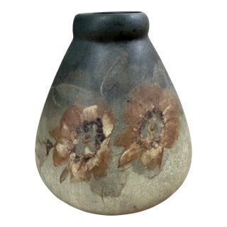 Weller Hudson 1920s Vintage Art Pottery Hand Painted Floral Vase For Sale