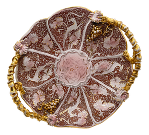 Large Pink and Gold Majolica Platter from MICA, 1950s