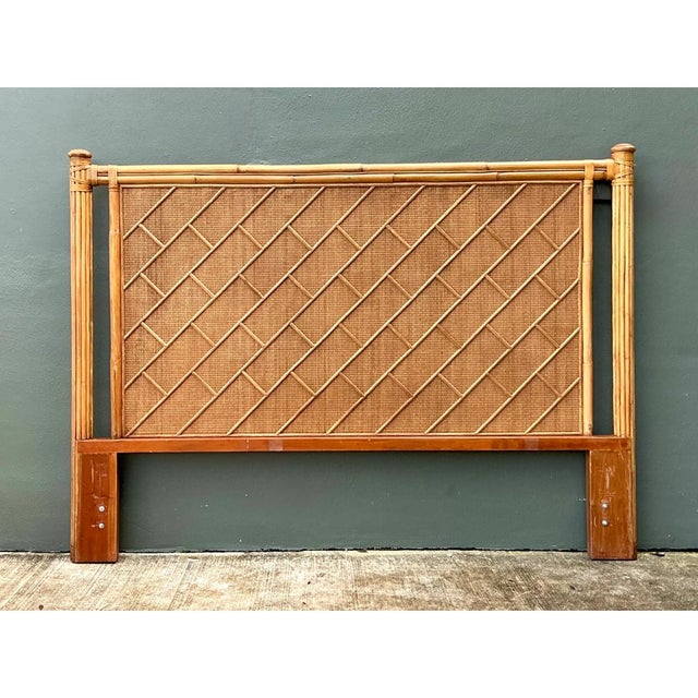 Vintage Bamboo and Wood King Headboard For Sale - Image 10 of 12