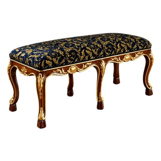 Italian Baroque Mahogany & Gold Leaf Bench For Sale